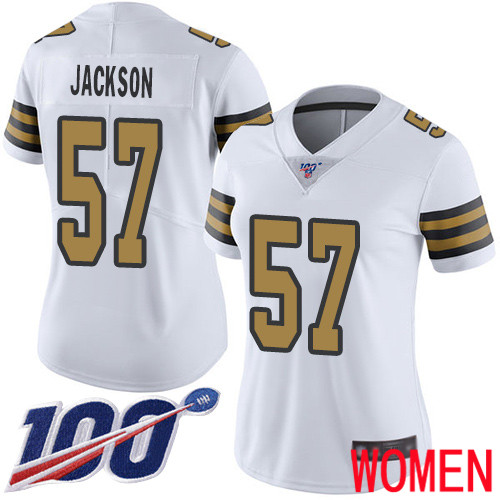 New Orleans Saints Limited White Women Rickey Jackson Jersey NFL Football 57 100th Season Rush Vapor Untouchable Jersey